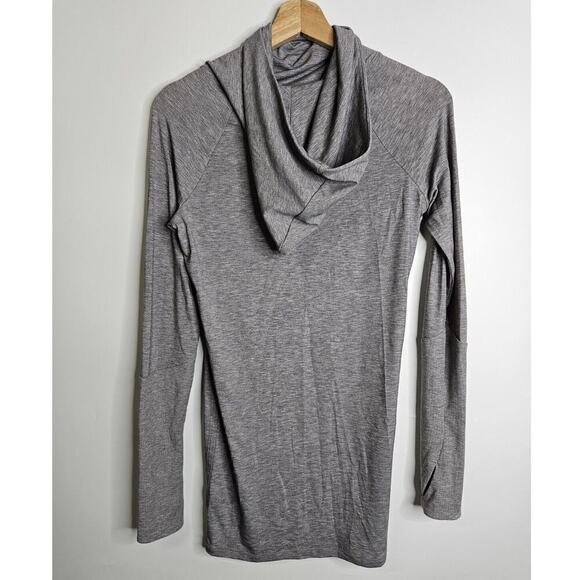 ATHLETA Essence Hooded Tunic Sweatshirt Lightweight Stretch Womens Size XS Grey - Picture 3 of 9